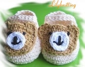 Pattern in PDF -- crocheted bear baby booties/shoes/maryjane -- newborn