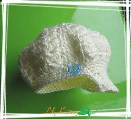PATTERN Crocheted Newsgirl/Newsboy Cap -- 6 - 9 months and 9 - 12 months -- Off White