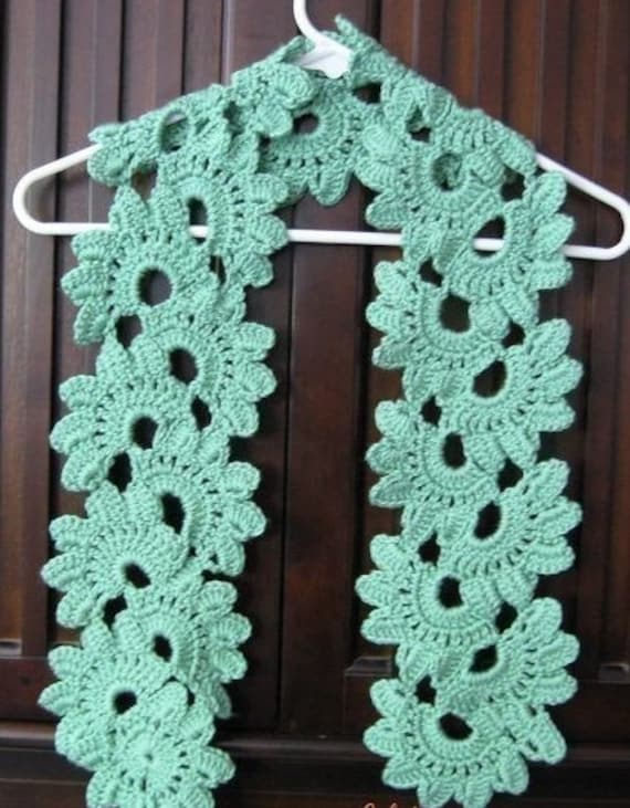 PATTERN in PDF Crocheted Scarf Shell Flower by LilyKnitting