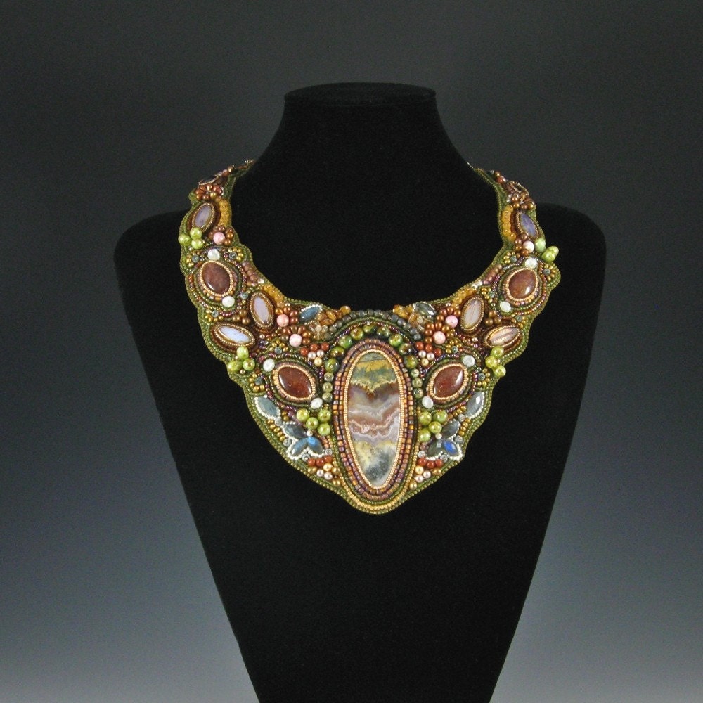 Rock My World Collar, Bead Embroidered