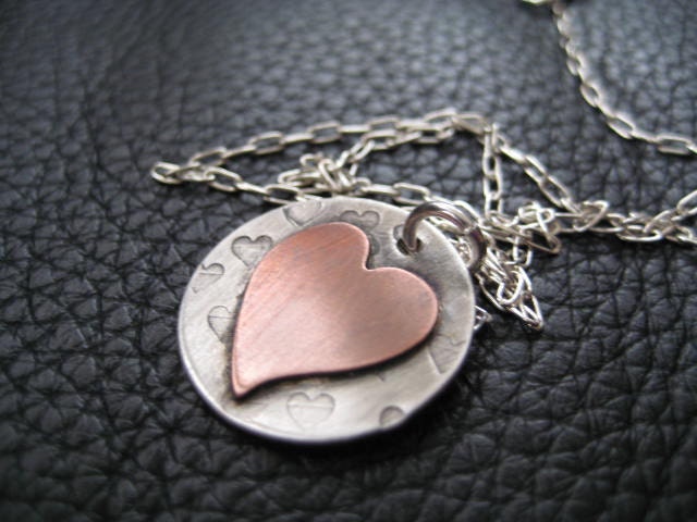 Heart Necklace Mixed Metals Charm