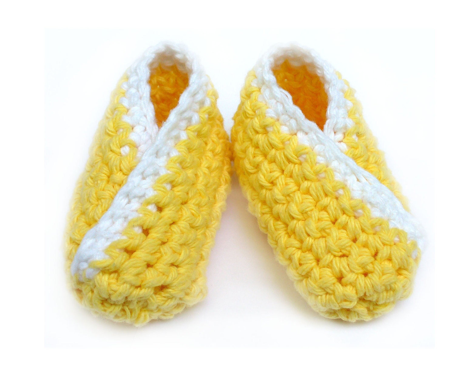 NEWBORN Baby Booties - Crochet Baby Booties -Buttercup Yellow - Cotton
