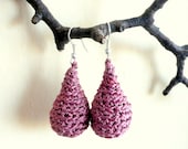 Crochet earrings dangle Valentine yewelry pink Coral drop handmade Birthday spring summer gift for her Easter