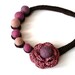 Purple pink brown necklace with flower - crochet and felted wool- handmade Birthday summer autumn custom color gift for her Mom Mum