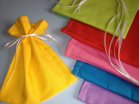 Jelly Bean Bags, 6 Ribbon Tied Mini Gift Bags, Little Cloth Treat Bags ...
