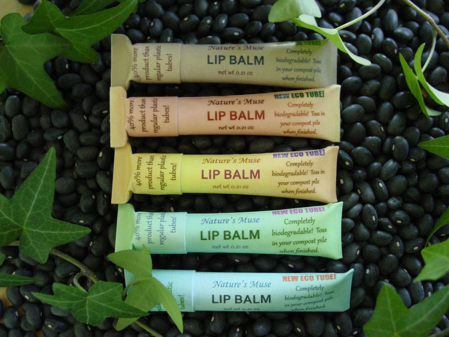 Three Eco Tube Lip Balms, completely biodegradable tubes, you choose the flavors
