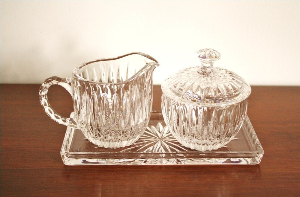Vintage Princess crystal sugar and creamer set by highstreetmarket