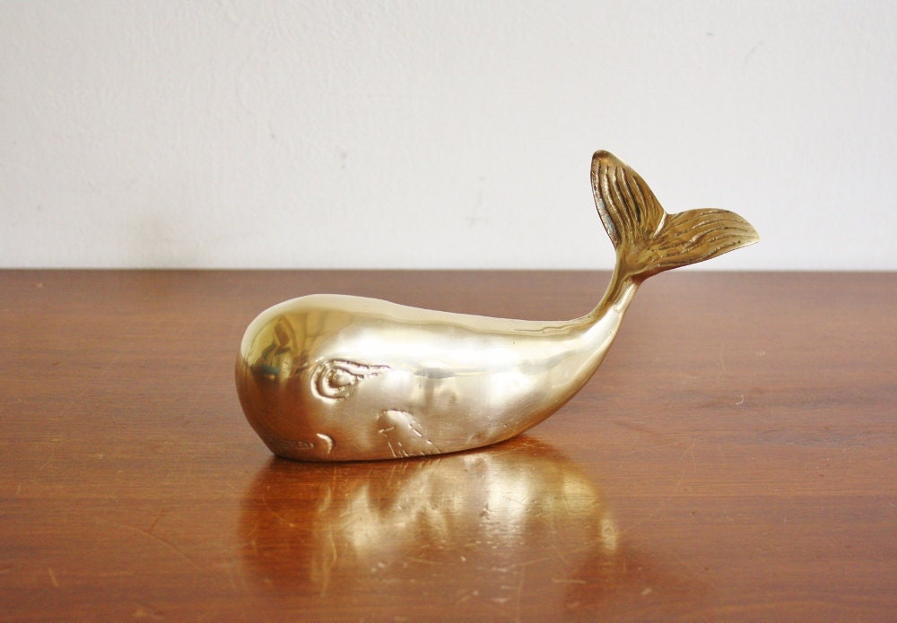 Vintage brass whale