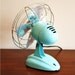 Refurbished vintage electric Wizard fan in aqua blue