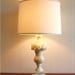 Vintage white marble table lamp with gray veining