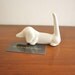 Vintage white ceramic daschund ring holder