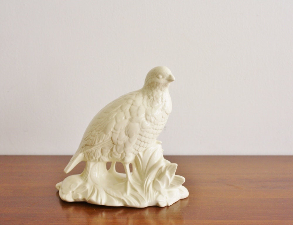 Vintage white ceramic  partridge