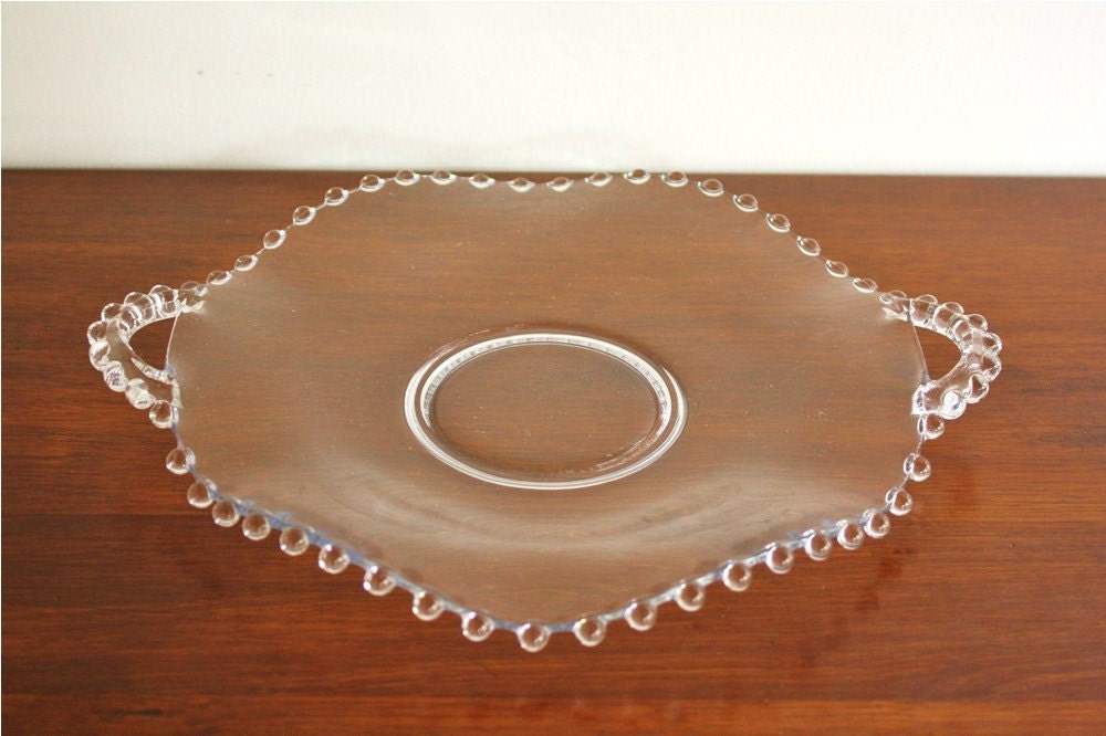 Vintage Candlewick clear glass serving tray by highstreetmarket