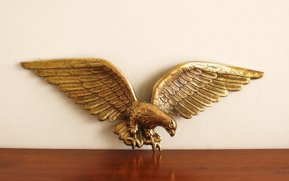 Vintage solid brass eagle wall hanging by highstreetmarket on Etsy