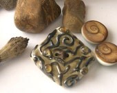 lampwork glass pin button metalic silver glass stringer decoration hand made by YasminSivan