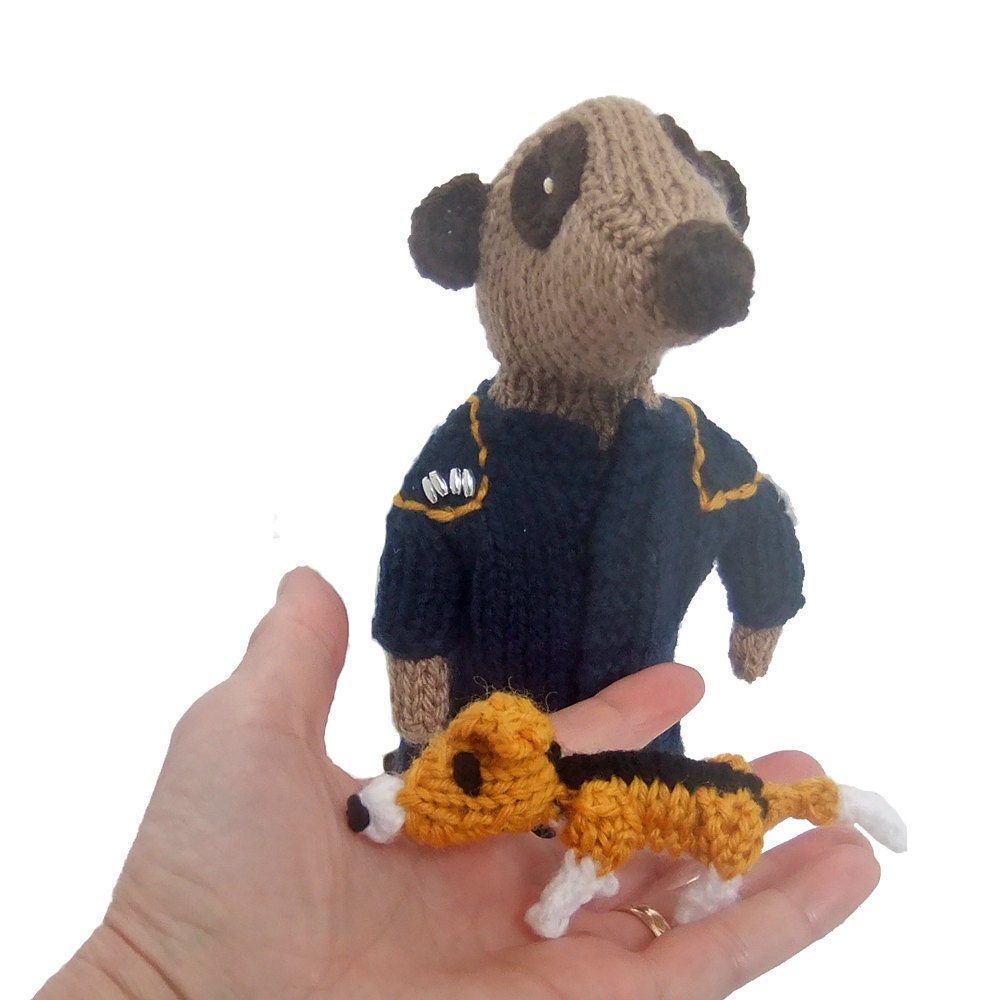 Meerkat Captain Archer, star trek meercat, startrek, enterprise, large 11 inch tall plush, Porthos the beagle dog, scifi