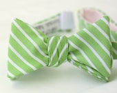kiddo sized preppy green stripes freestyle bow tie