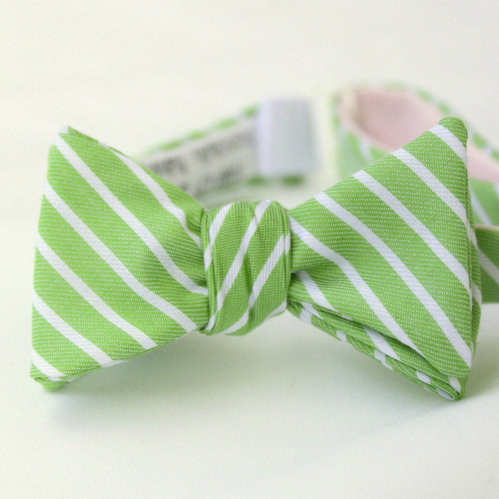 kiddo sized preppy green stripes freestyle bow tie
