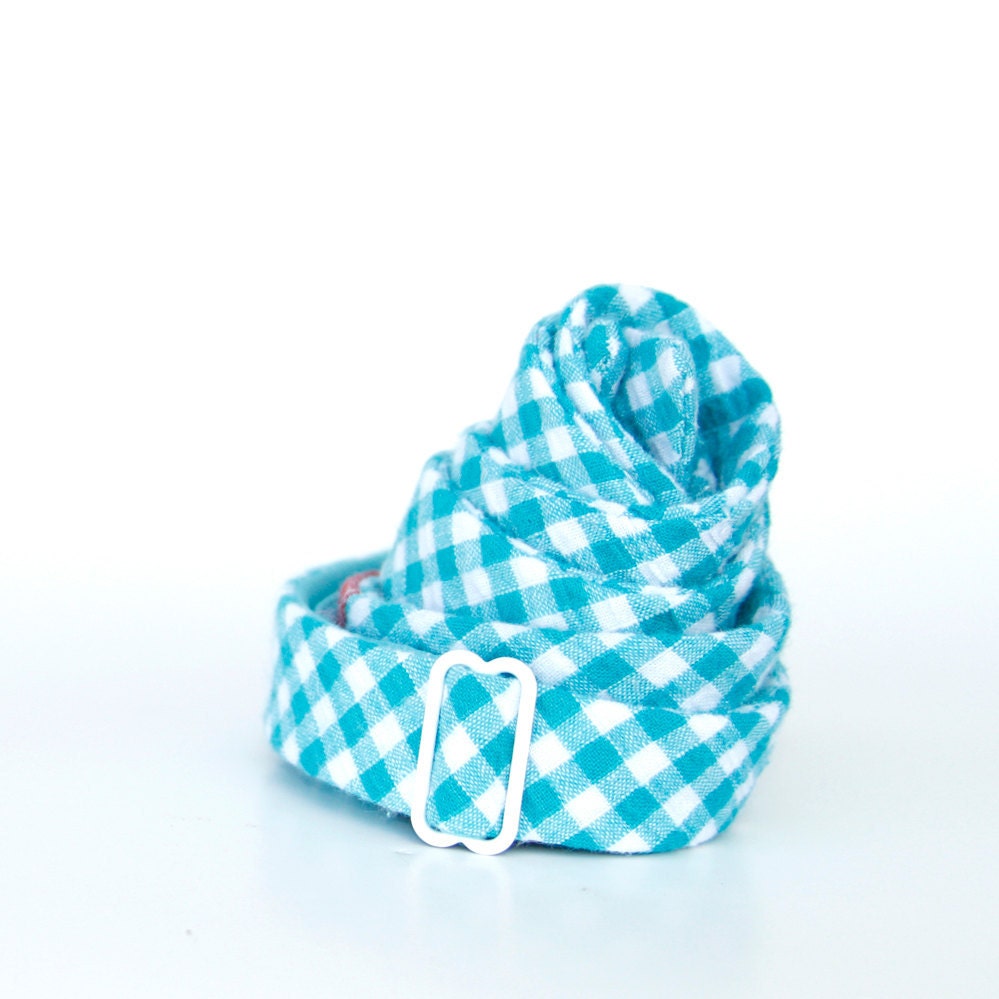 aqua gingham freestyle bow tie