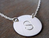 Initial Necklace, Hand Stamped Sterling Silver Custom Letter Necklace - KIERSTEN - by E. Ria Designs