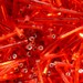 30mm Bugle Beads Silver Lined Red Orange ( 200pc ) (BN50-3)