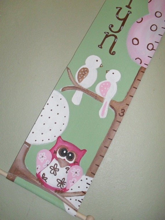 Brooke Owl Canvas Growth Chart Made to Order