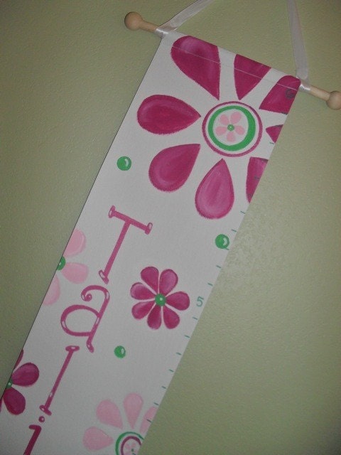 Hippie Flowers Girls Canvas Growth Chart Made to Order