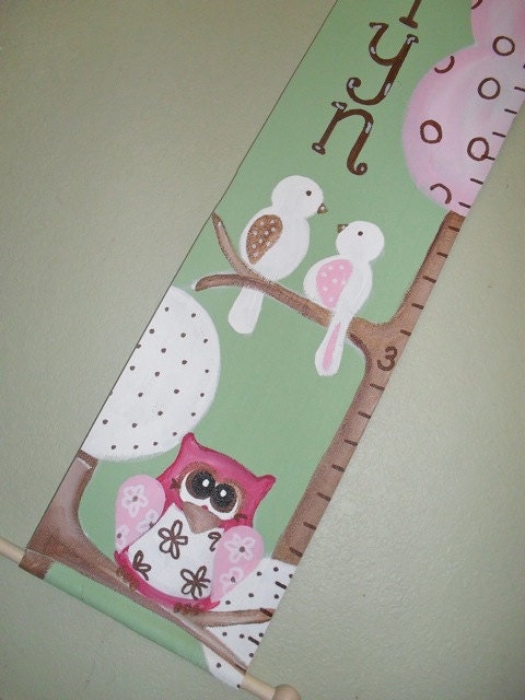 Brooke Owl Canvas Growth Chart Made to Order