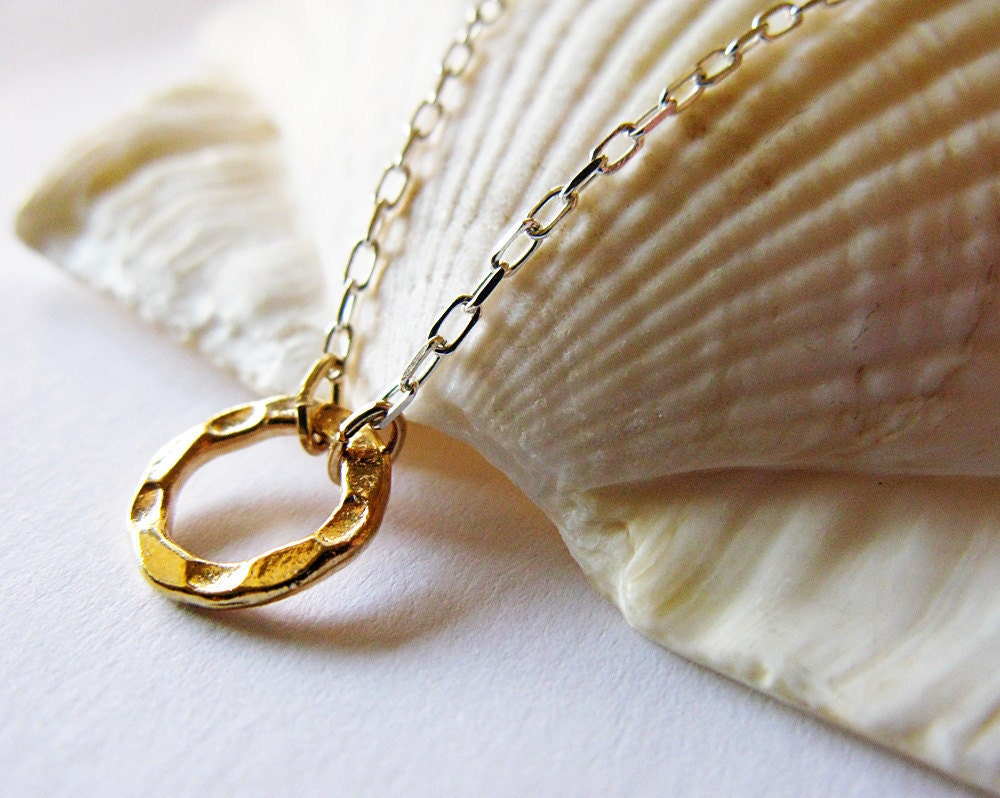 Minimal jewelry gold and silver necklace A Single Golden Circle modern simple jewelry everyday necklace gold ring
