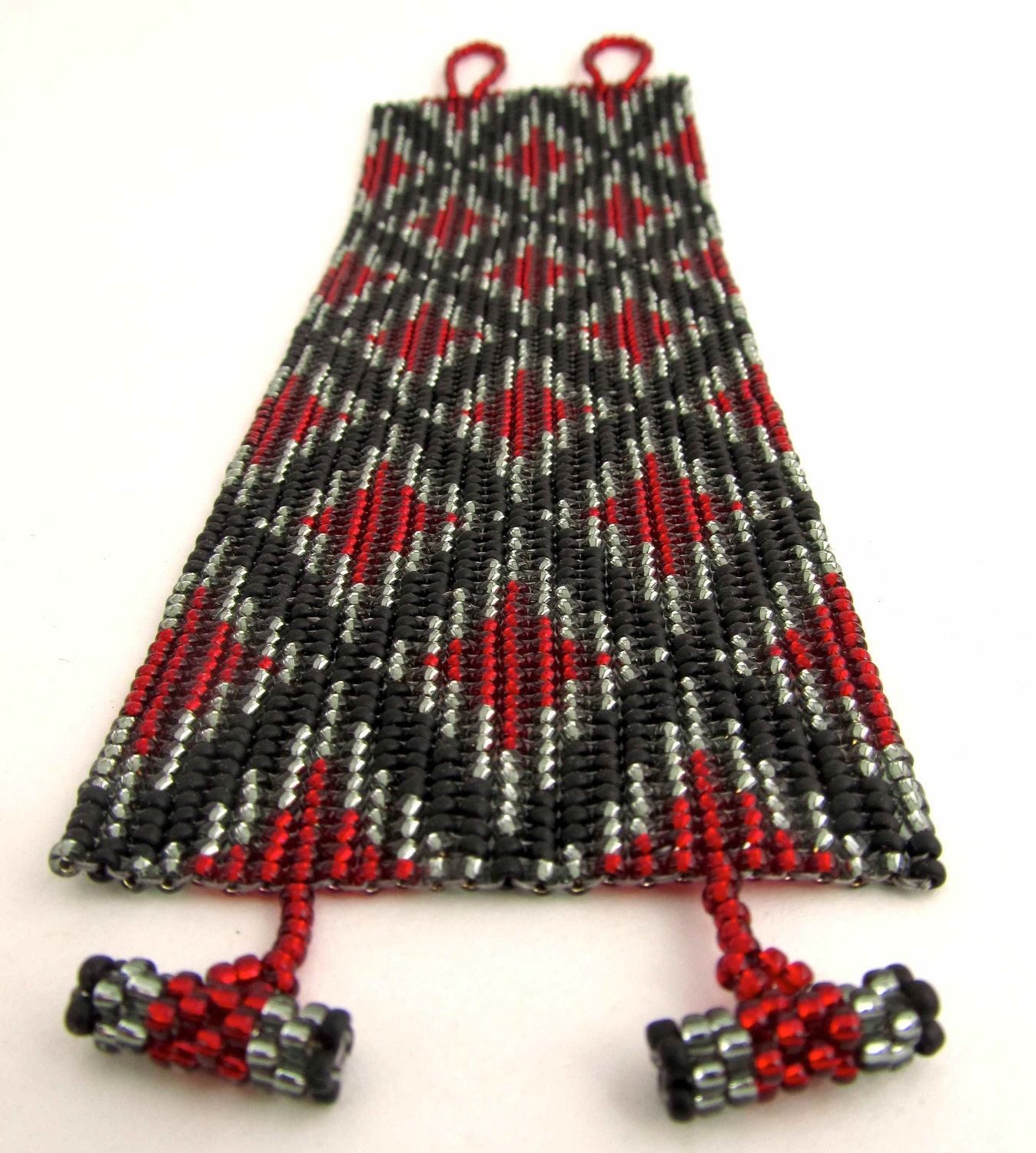 Red Diamonds Herringbone Cuff