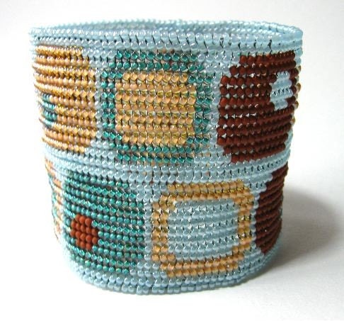 Offset Squares Herringbone Cuff