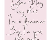 Dreamer - Fine Art Print- Type - Text - Typographic Print - Home Decor - Art Print- Love - Pink - Gray