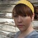 ON SALE Headband yellow and white polka dots