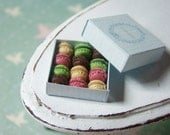 Miniature Macarons Box - 1/12 dollhouse miniature - MADE TO ORDER