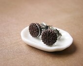 Small Oreo Earrings - Miniature Food Jewelry - Cookie Collection