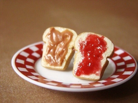Peanut Butter Sandwich Earrings with Grape Jelly