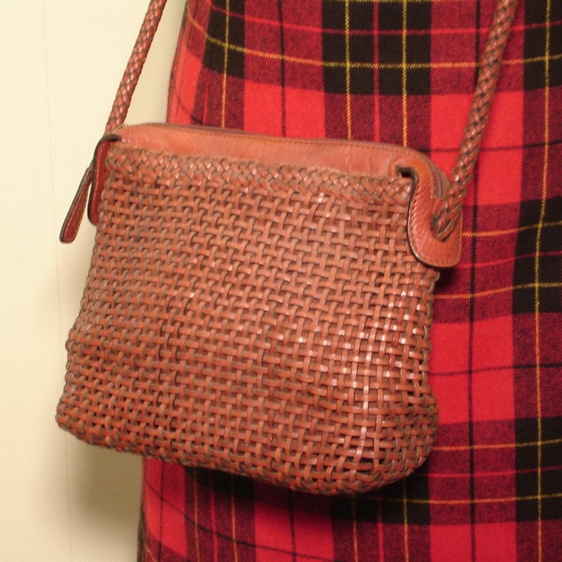 talbots woven leather handbag