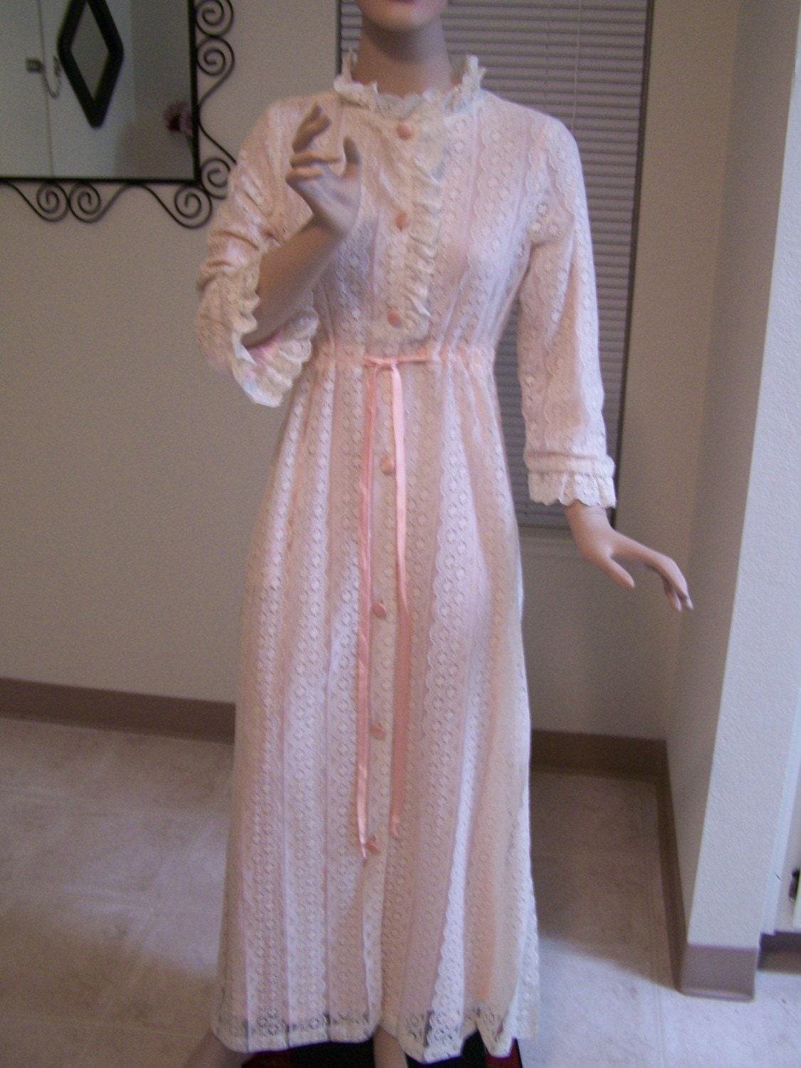 Vintage 60s Lace Robe made by JC Penney in by OhVintageThreads
