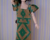 African inspired long dress - 1/12th scale miniature fashion by CWPoppets