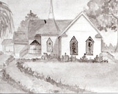 Church--original India ink drawing