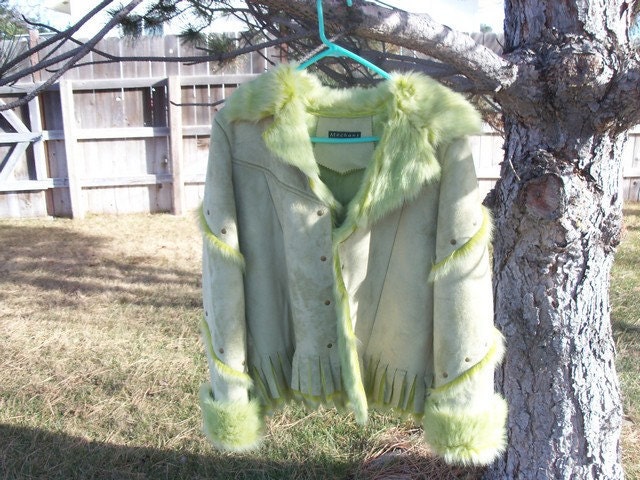 Small Vintage Suede and Faux Fur Jacket