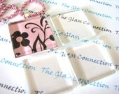 1 inch 40 Clear Glass Tiles Squares Smooth  25mm Pendants