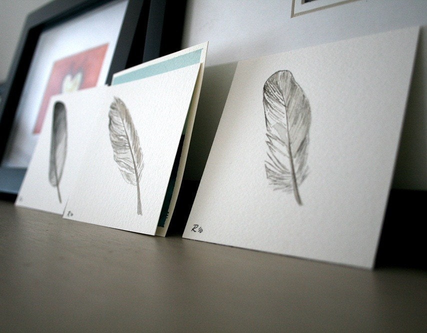 Baby Feather - original petite painting - 4 X 4 inches
