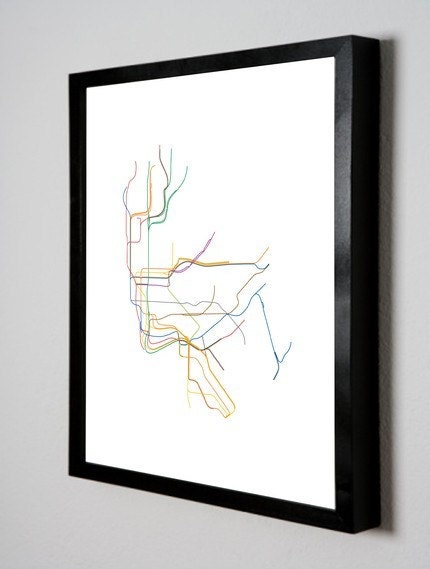 NYC Subway Map ( LINE ART ) - 16 x 20 Print
