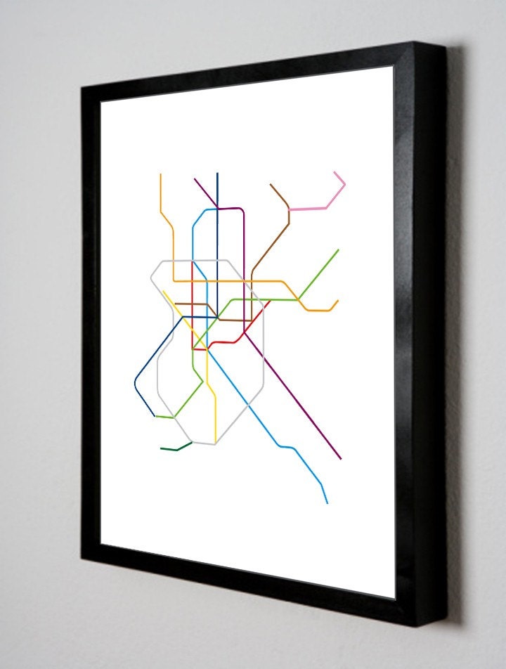 Madrid Subway Map ( LINE ART ) - 8.5 x 11 PRINT