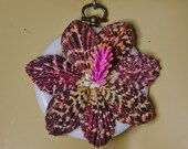 Unique Pendant with exotic flower mosaic. Seashell summer necklace, hand made beach natural coastal nautical ocean influence