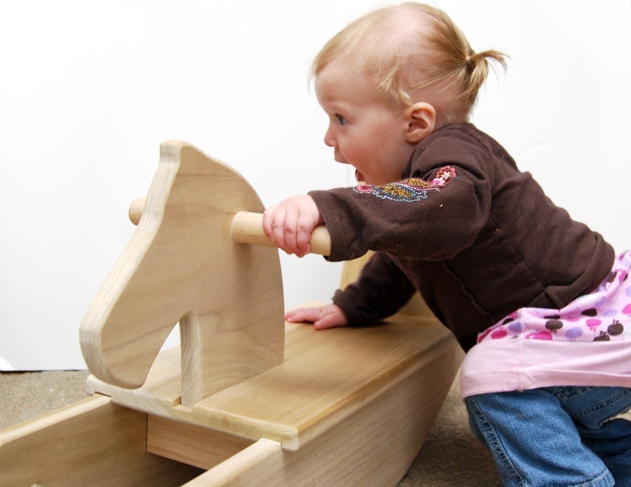 wooden toy rocking unicorn, mod toddler riding toy