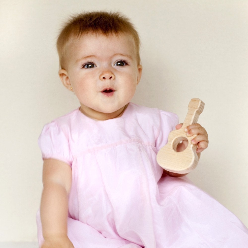 Wood Teether Guitar wooden toy natural baby toy
