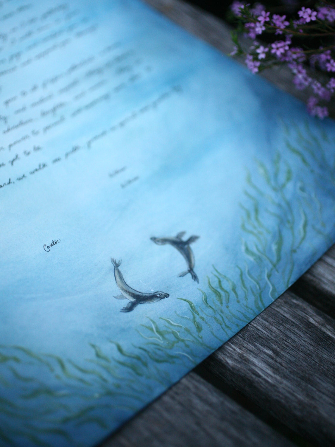 Modern Hand-painted Ketubah/Marriage Certificate OCEAN