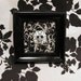 Framed Black and White Damask Baroque 3D Skull Cameo Art - Warning Label Creations